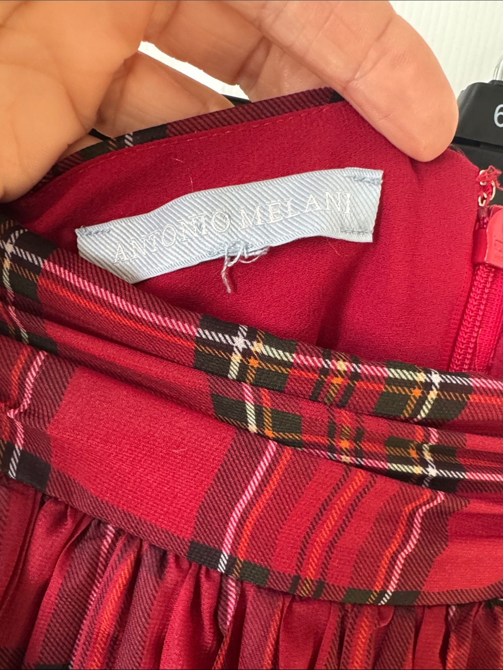 ANTONIO MELANI Red Plaid Tiered Maxi Skirt - Picture 2 of 6